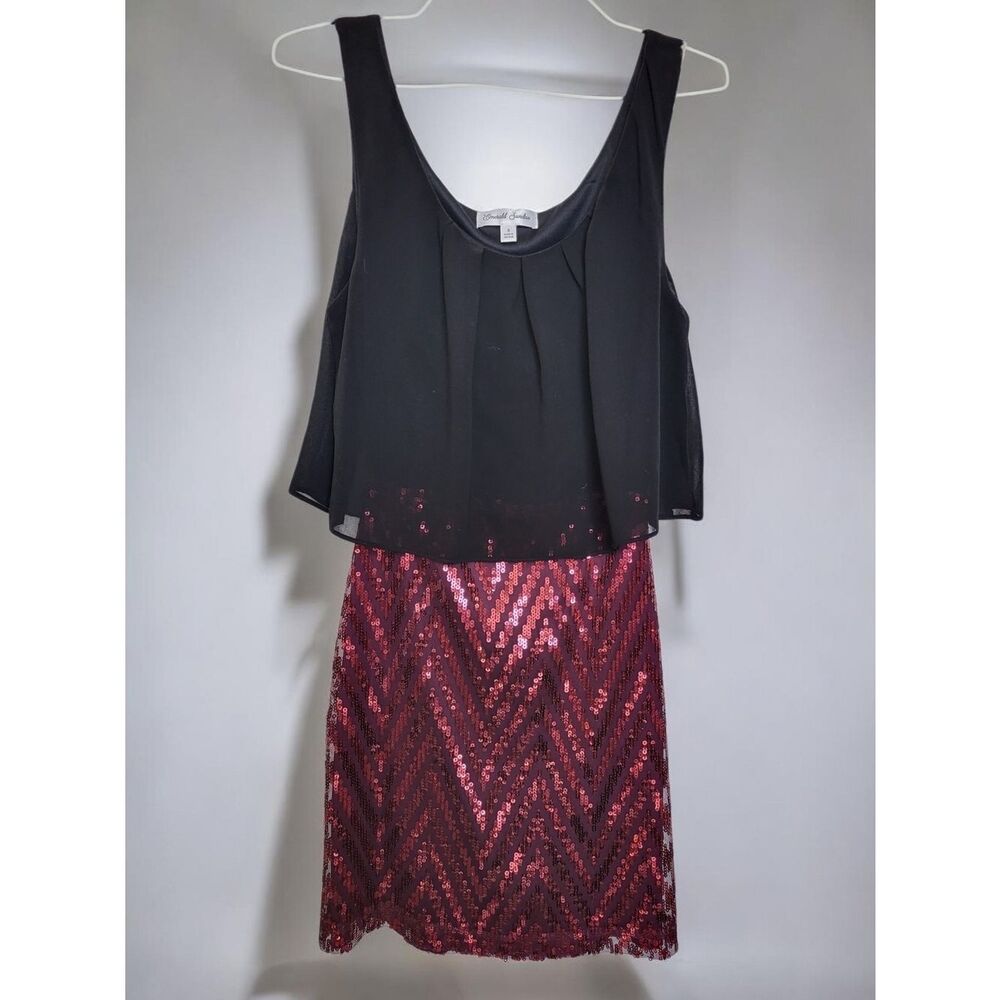 Emerald Sundae Open Back Black Burgundy Sequins Minidress S Sleeveless Cut Out